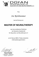 Abschluss des Masters der Neuraltherapie